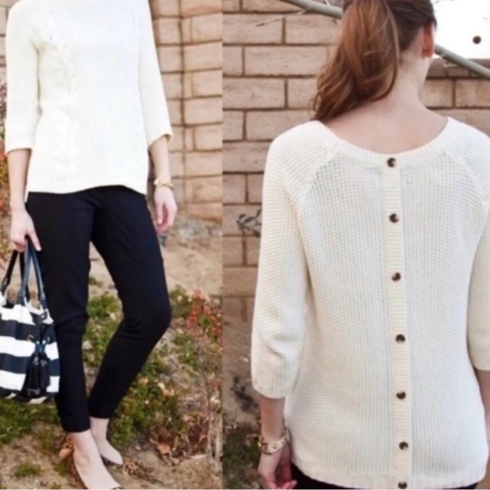 Cynthia Rowley Cream Button-Back Sweater - Size Medium
